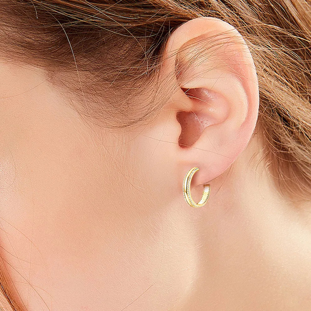 Inlaid Moissanite C-Hoop Earrings