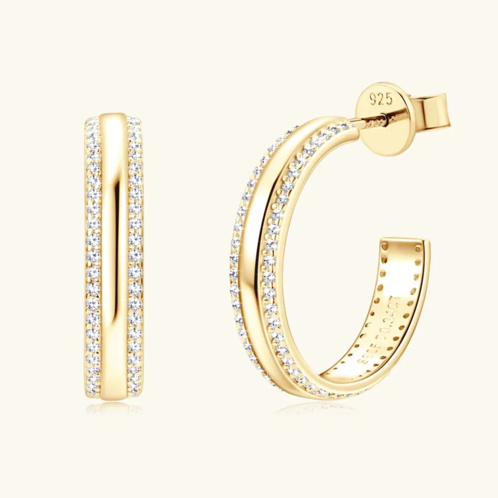 Inlaid Moissanite C-Hoop Earrings