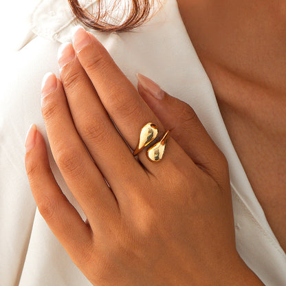 Fashionable photosensitive surface double droplet alloy ring